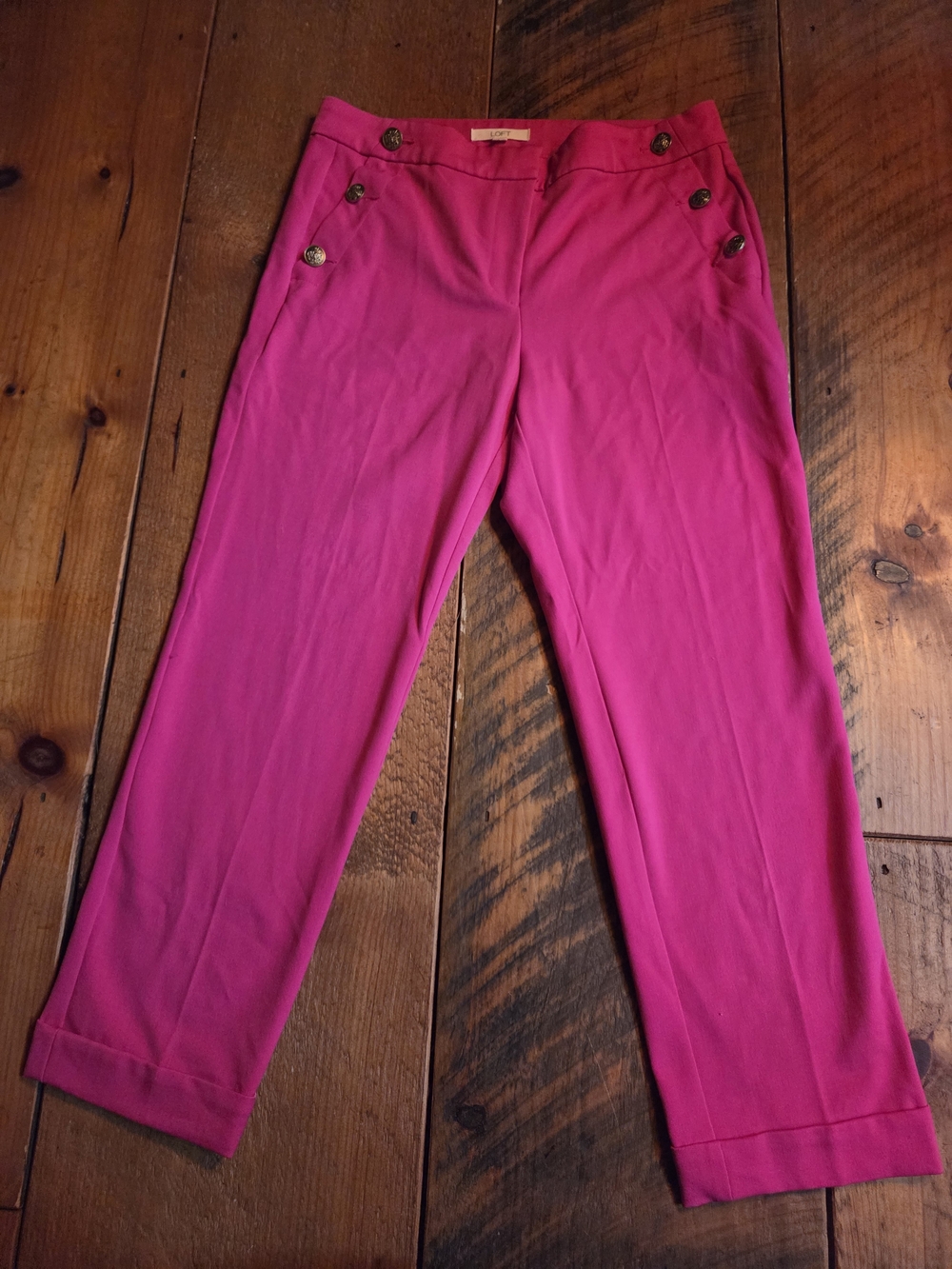 LOFT Hot Pink Cropped Sailor Pants